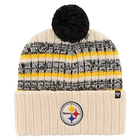 Men's '47  Natural Pittsburgh Steelers  Tavern Cuffed Knit Hat with Pom