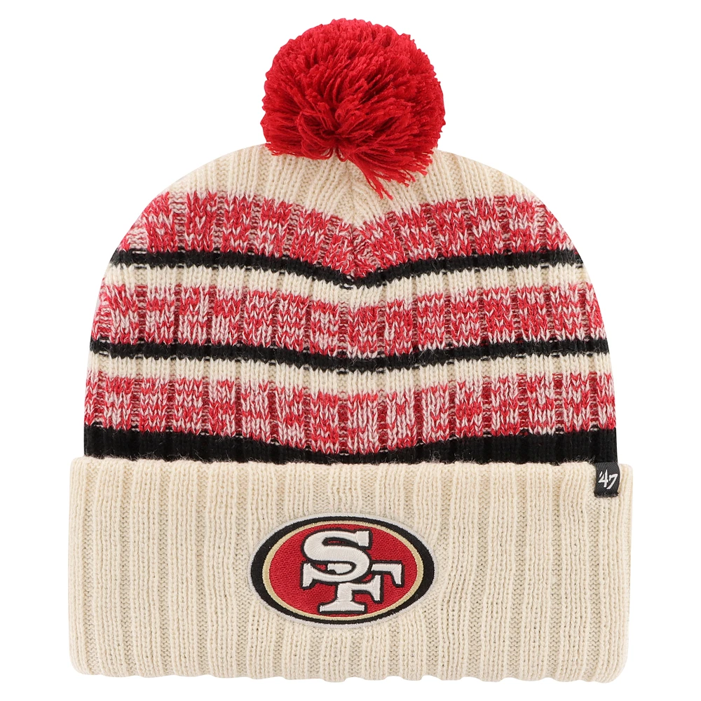 Men's '47  Natural San Francisco 49ers  Tavern Cuffed Knit Hat with Pom