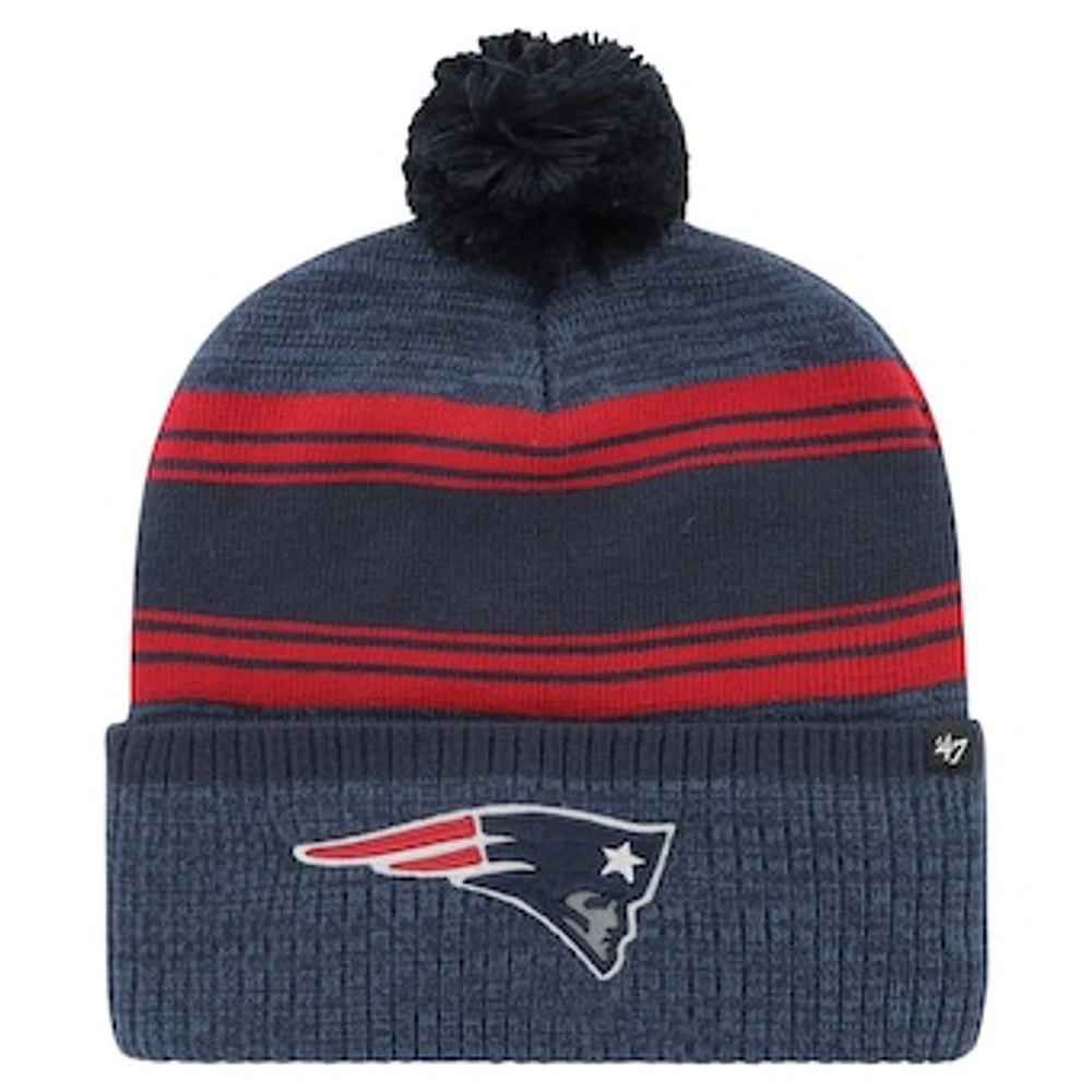 Men's '47 Navy New England Patriots Fadeout Cuffed Knit Hat with Pom