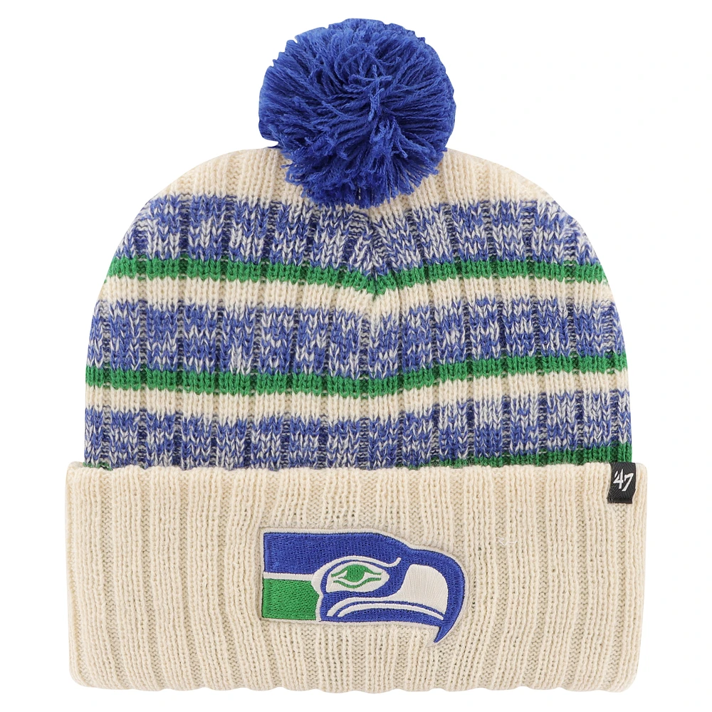 Men's '47  Natural Seattle Seahawks Legacy Tavern Cuffed Knit Hat with Pom