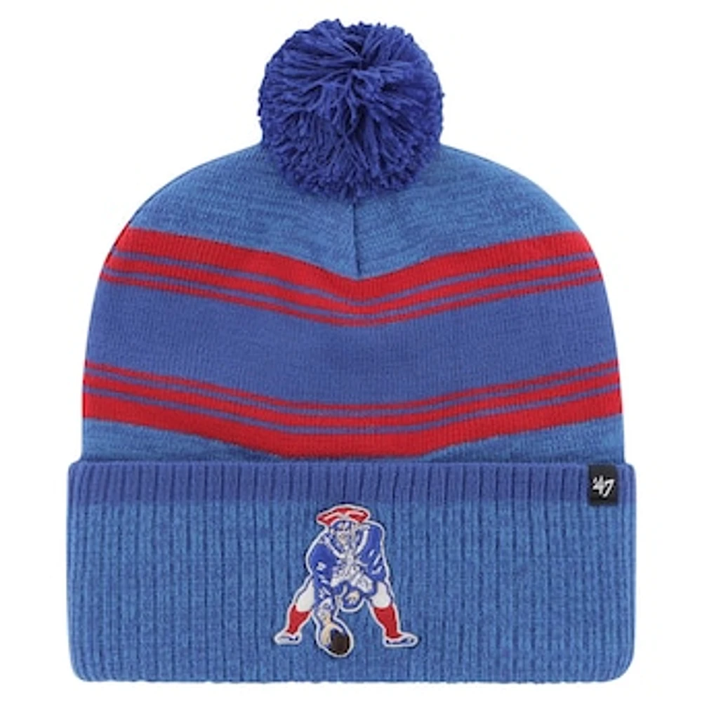 Men's '47 Royal New England Patriots Fadeout Cuffed Knit Hat with Pom