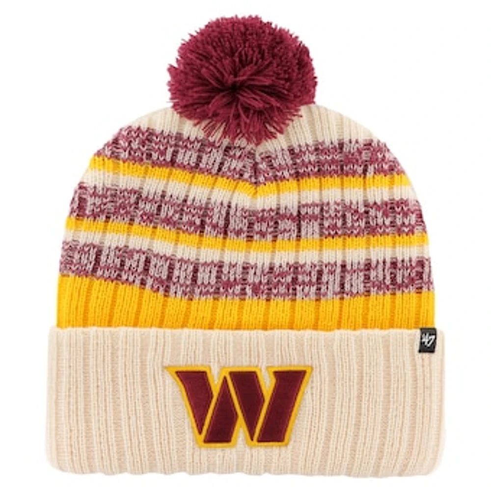 Men's '47  Natural Washington Commanders  Tavern Cuffed Knit Hat with Pom