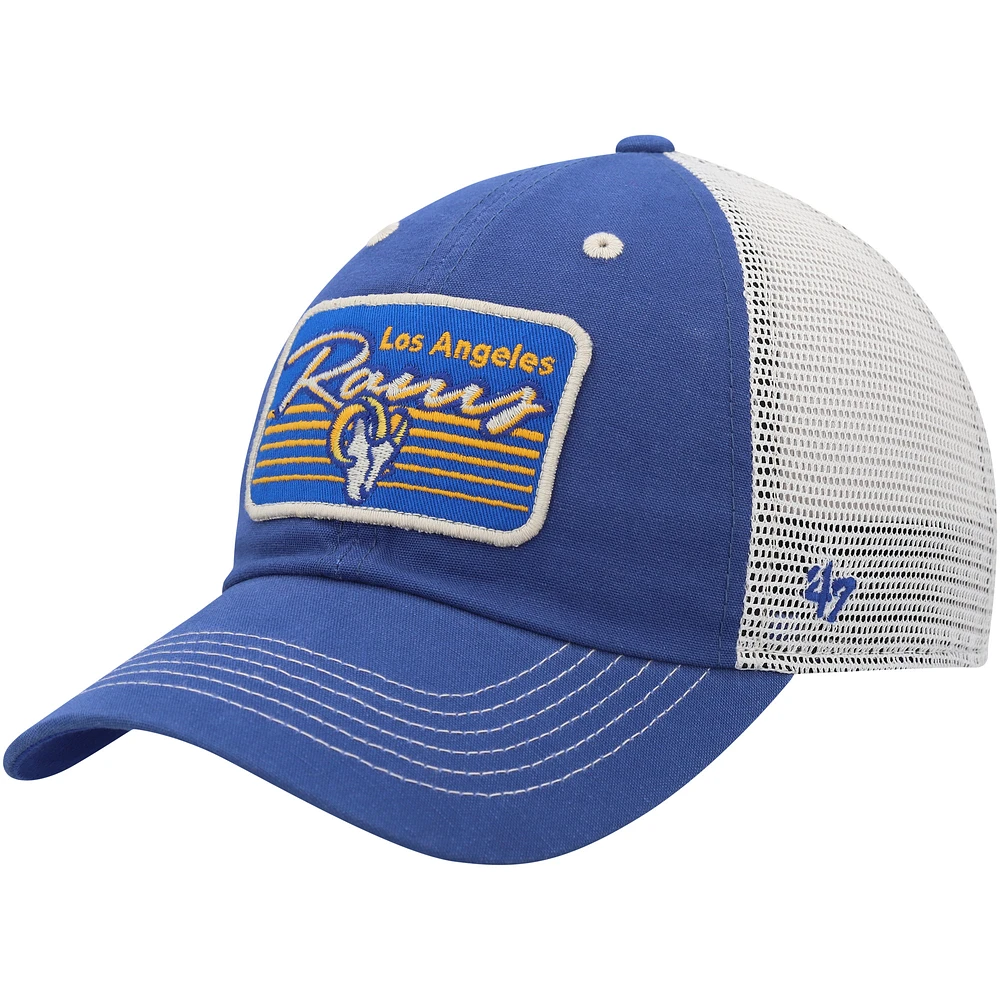 Men's '47 Royal/Natural Los Angeles Rams  Five Point Trucker Clean Up Adjustable Hat