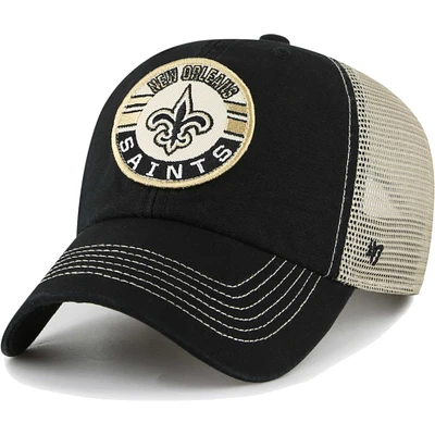 Men's '47 Black/Natural New Orleans Saints Notch Trucker Clean Up Adjustable Hat