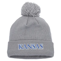 Men's adidas Gray Kansas Jayhawks 2023 Sideline COLD.RDY Cuffed Knit Hat with Pom