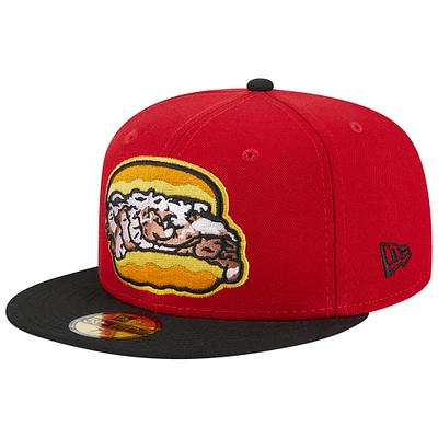 Men's New Era Red Bowie Baysox Theme Nights Pit Beef  59FIFTY Fitted Hat