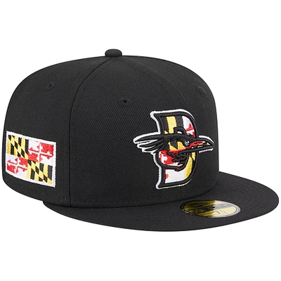 Men's New Era Black Delmarva Shorebirds Theme Nights Maryland  59FIFTY Fitted Hat