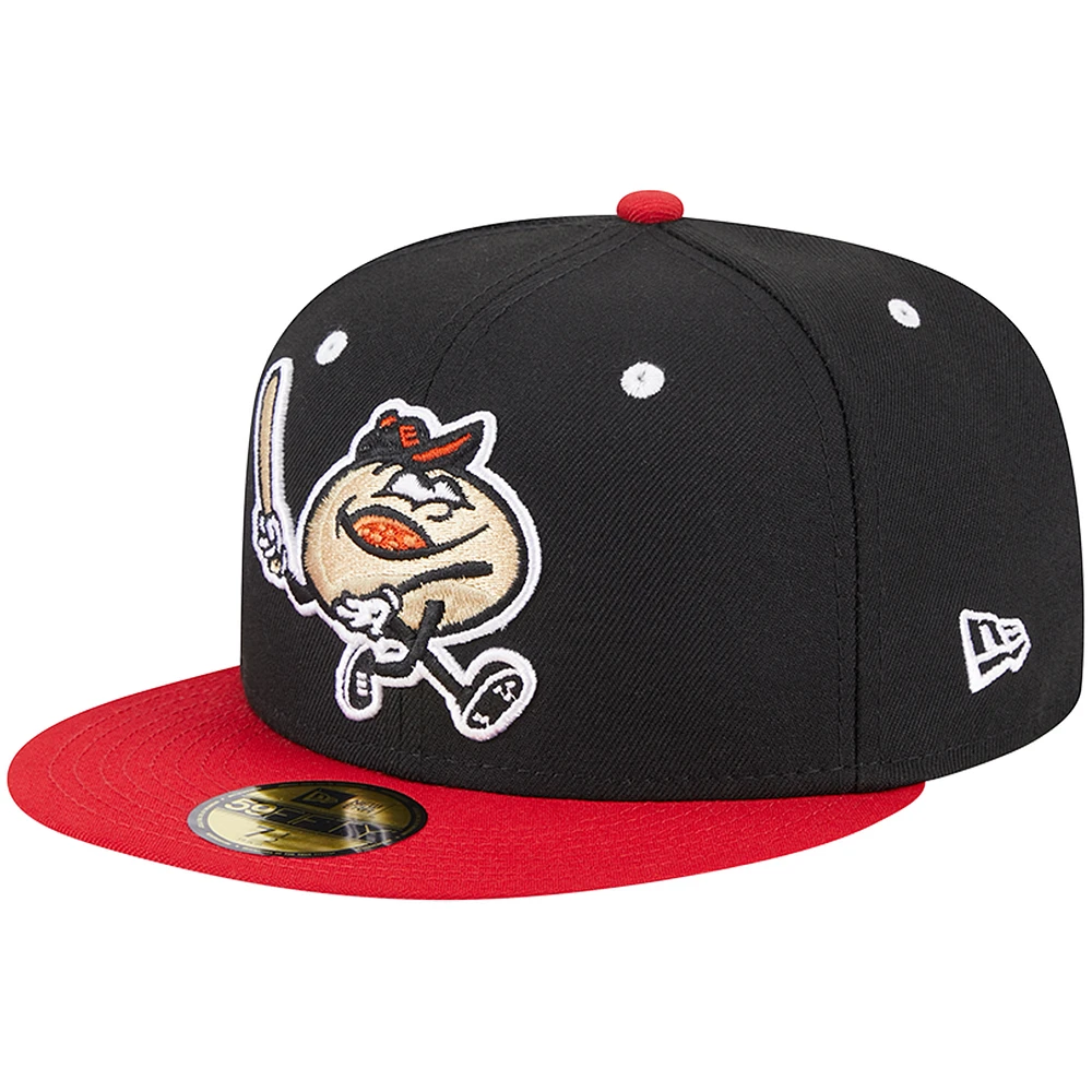 Men's New Era Black Erie SeaWolves Theme Nights Pepperoni Balls  59FIFTY Fitted Hat