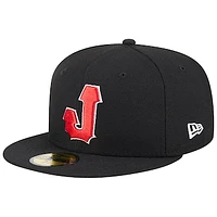 Men's New Era Black Jacksonville Jumbo Shrimp Theme Nights Red Caps  59FIFTY Fitted Hat