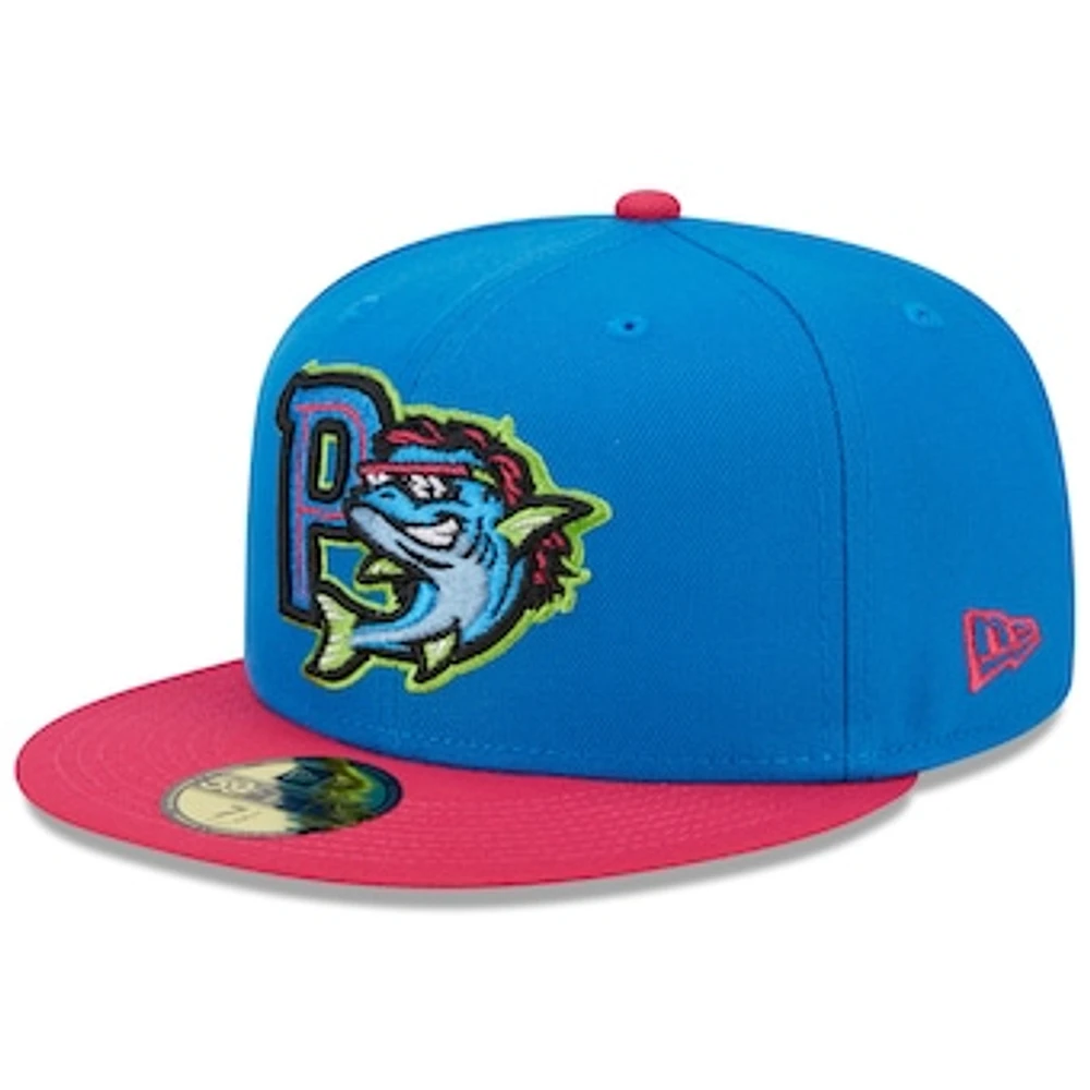 Men's New Era Aqua Pensacola Blue Wahoos Theme Nights Pensacola Mullets Alternate 1 59FIFTY Fitted Hat