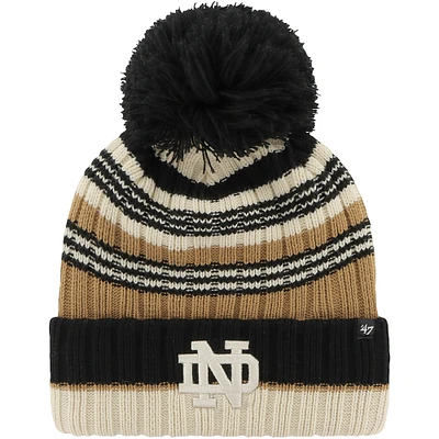 Women's '47 Khaki Notre Dame Fighting Irish Barista Cuffed Knit Hat with Pom