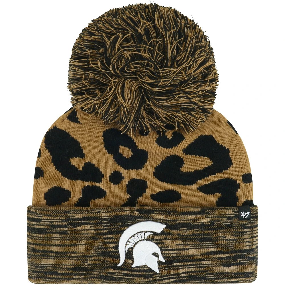 Women's '47  Brown Michigan State Spartans Rosette Cuffed Knit Hat with Pom