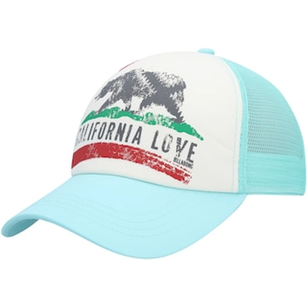 Women's Billabong  White/Aqua Pitstop Trucker Snapback Hat