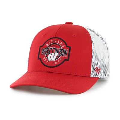 Youth '47 Red Wisconsin Badgers Scramble Trucker Adjustable Hat