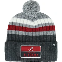 Men's '47 Charcoal Alabama Crimson Tide Stack Striped Cuffed Knit Hat with Pom