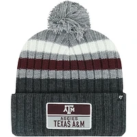 Men's '47 Charcoal Texas A&M Aggies Stack Striped Cuffed Knit Hat with Pom