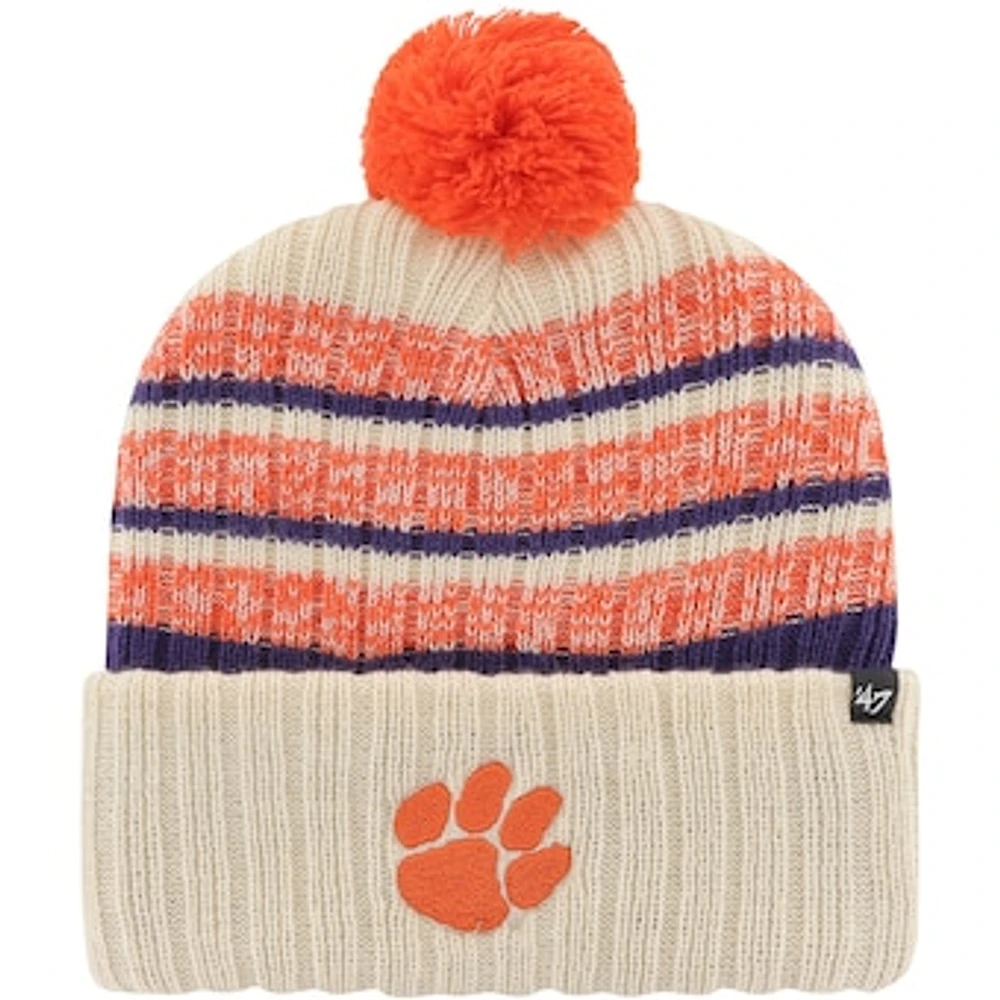 Men's '47 Khaki Clemson Tigers Tavern Cuffed Knit Hat with Pom