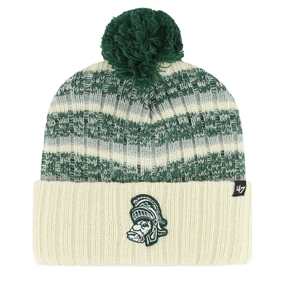 Men's '47 Cream Michigan State Spartans Vintage Tavern Cuffed Knit Hat with Pom