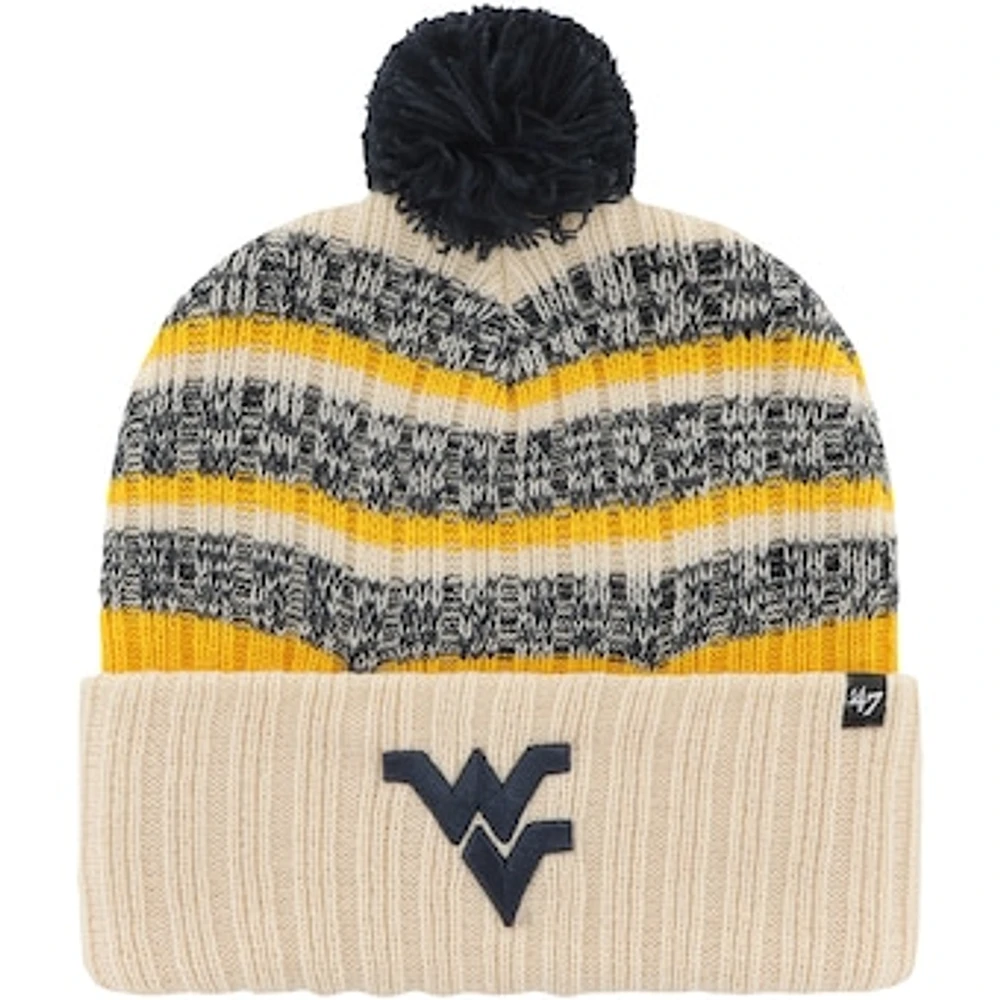 Men's '47 Khaki West Virginia Mountaineers Tavern Cuffed Knit Hat with Pom