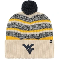 Men's '47 Khaki West Virginia Mountaineers Tavern Cuffed Knit Hat with Pom