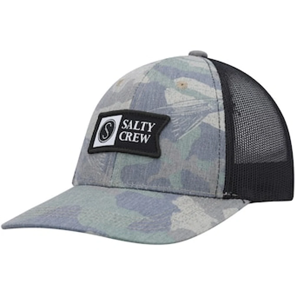 Youth Salty Crew  Camo/Black Pinnacle Retro Trucker Snapback Hat