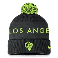 Men's Nike Black Los Angeles Rams Volt Cuffed Knit Hat with Pom