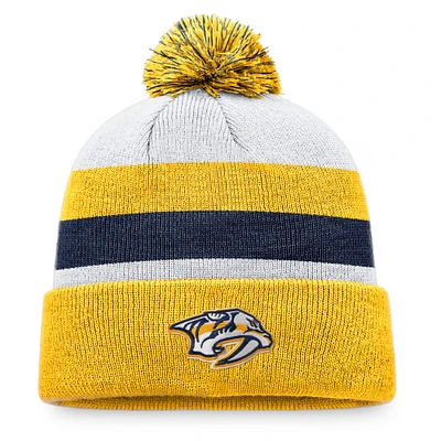 Men's Fanatics Gold/Navy Nashville Predators Fundamental Cuffed Knit Hat with Pom