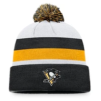 Men's Fanatics Black/Gold Pittsburgh Penguins Fundamental Cuffed Knit Hat with Pom