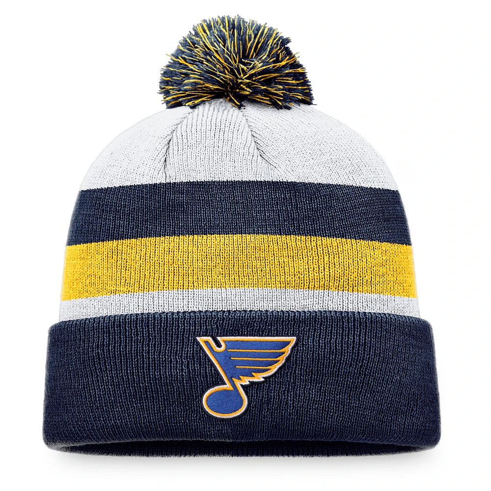 Men's Fanatics Navy/Gold St. Louis Blues Fundamental Cuffed Knit Hat with Pom