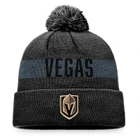 Men's Fanatics Charcoal Vegas Golden Knights Fundamental Patch Cuffed Knit Hat with Pom