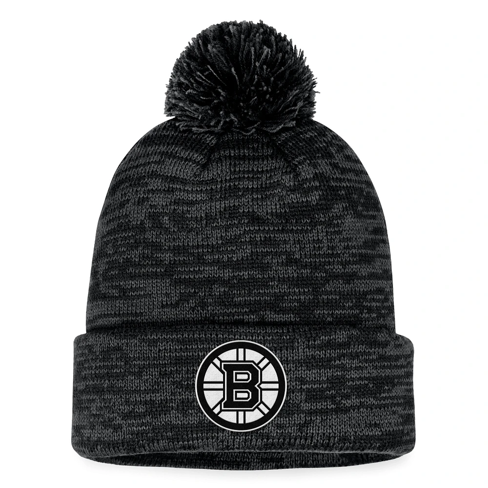 Men's Fanatics Black Boston Bruins Fundamental Cuffed Knit Hat with Pom