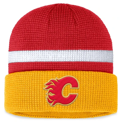 Men's Fanatics  Red/Yellow Calgary Flames Fundamental Cuffed Knit Hat