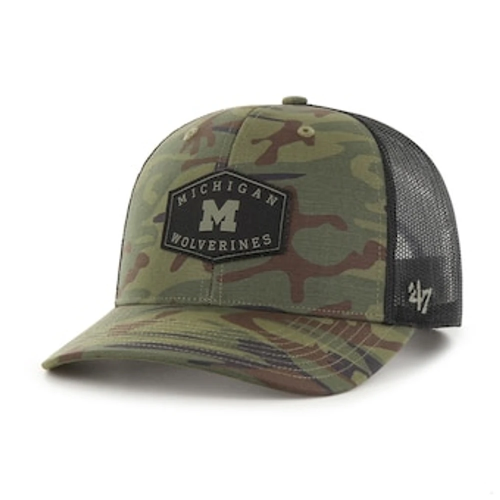 Men's '47 Camo/Black Michigan Wolverines OHT Military Appreciation Cargo Convoy Adjustable Hat