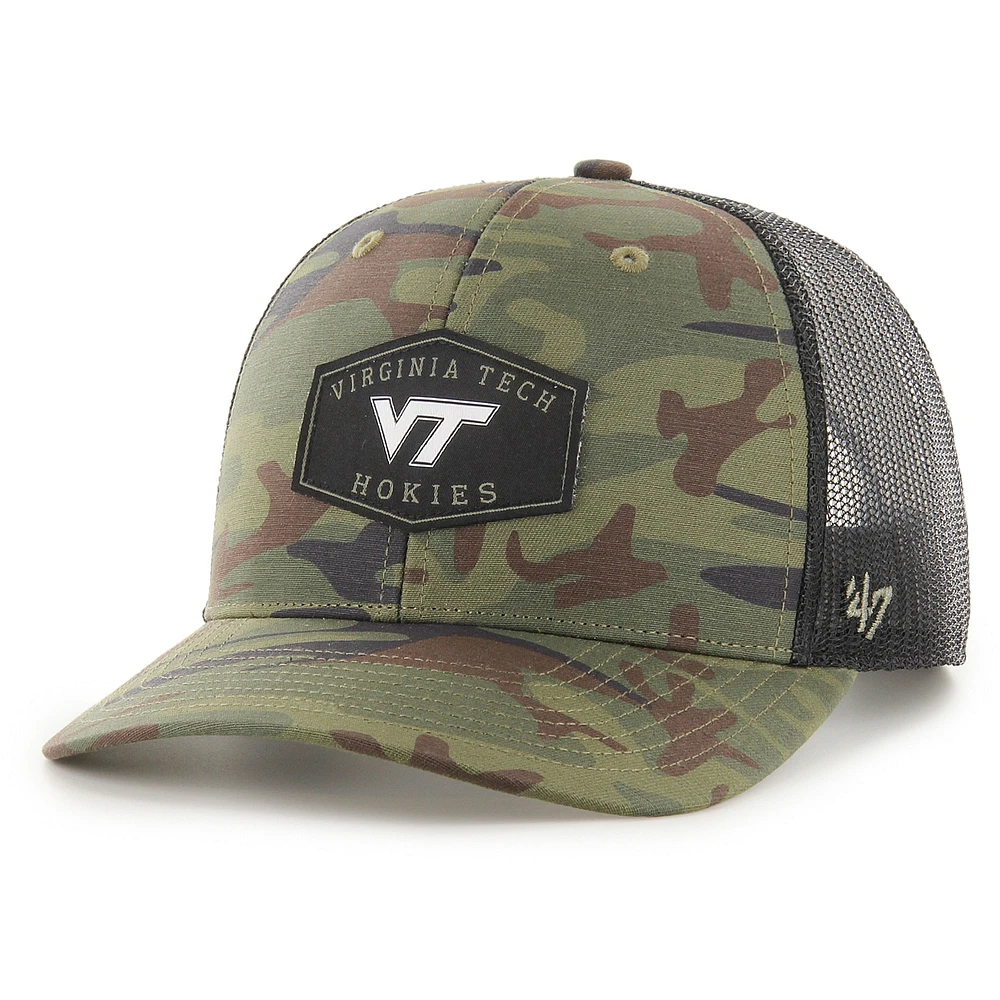 Men's '47 Camo/Black Virginia Tech Hokies OHT Military Appreciation Cargo Convoy Adjustable Hat