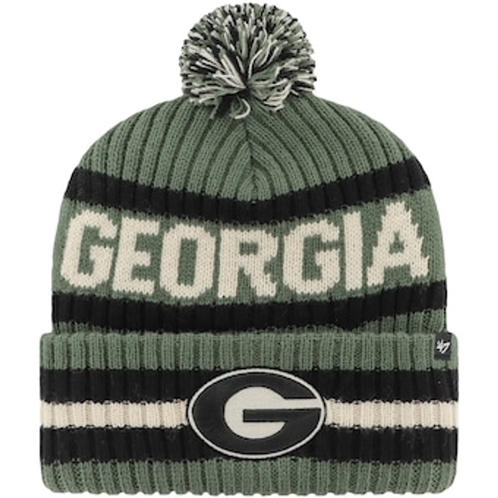 Men's '47 Green Georgia Bulldogs OHT Military Appreciation Bering Cuffed Knit Hat with Pom