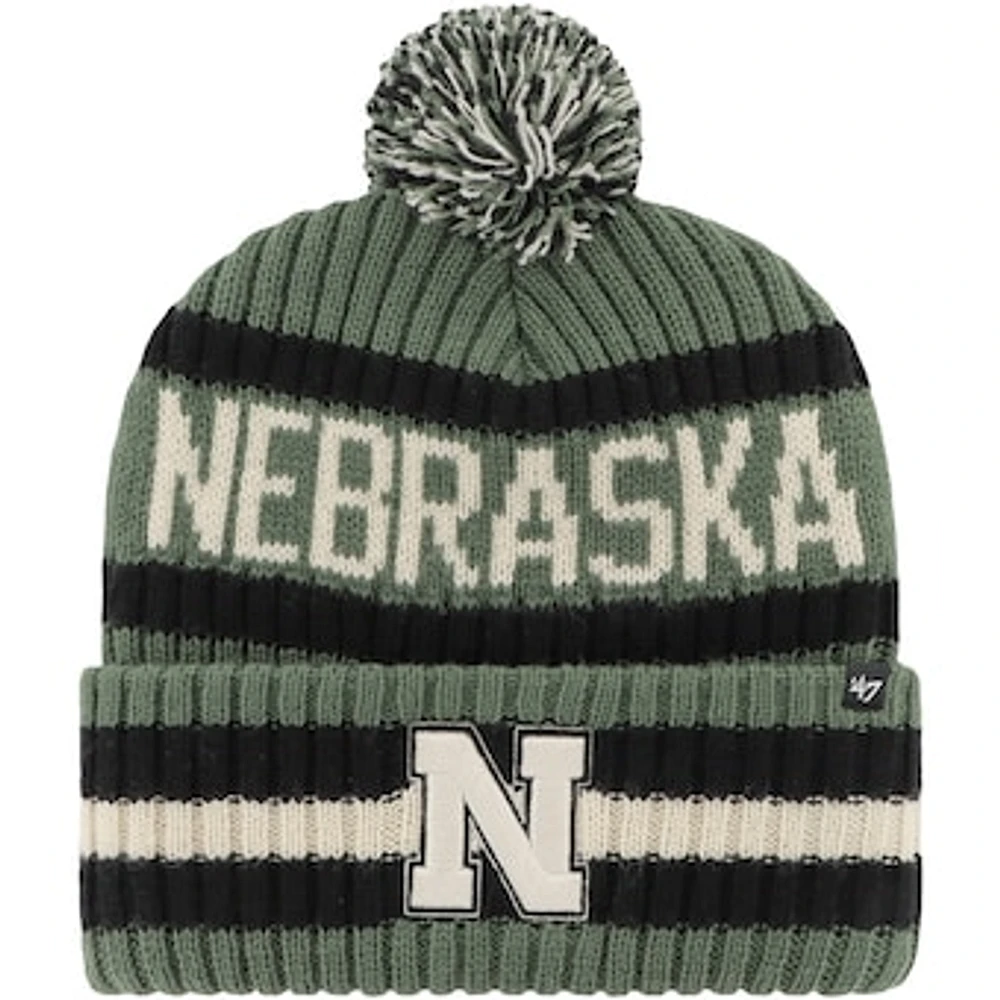 Men's '47 Green Nebraska Huskers OHT Military Appreciation Bering Cuffed Knit Hat with Pom