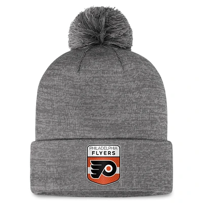 Men's Fanatics  Gray Philadelphia Flyers Authentic Pro Home Ice Cuffed Knit Hat with Pom