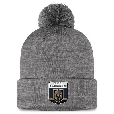 Men's Fanatics  Gray Vegas Golden Knights Authentic Pro Home Ice Cuffed Knit Hat with Pom