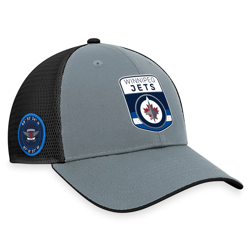 Men's Fanatics  Gray/Black Winnipeg Jets Authentic Pro Home Ice Trucker Adjustable Hat