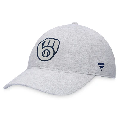 Men's Fanatics Gray Milwaukee Brewers Logo Adjustable Hat