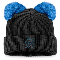 Women's Fanatics Black/Blue Miami Marlins Double Pom Cuffed Knit Hat