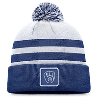 Men's Fanatics Gray Milwaukee Brewers Cuffed Knit Hat with Pom