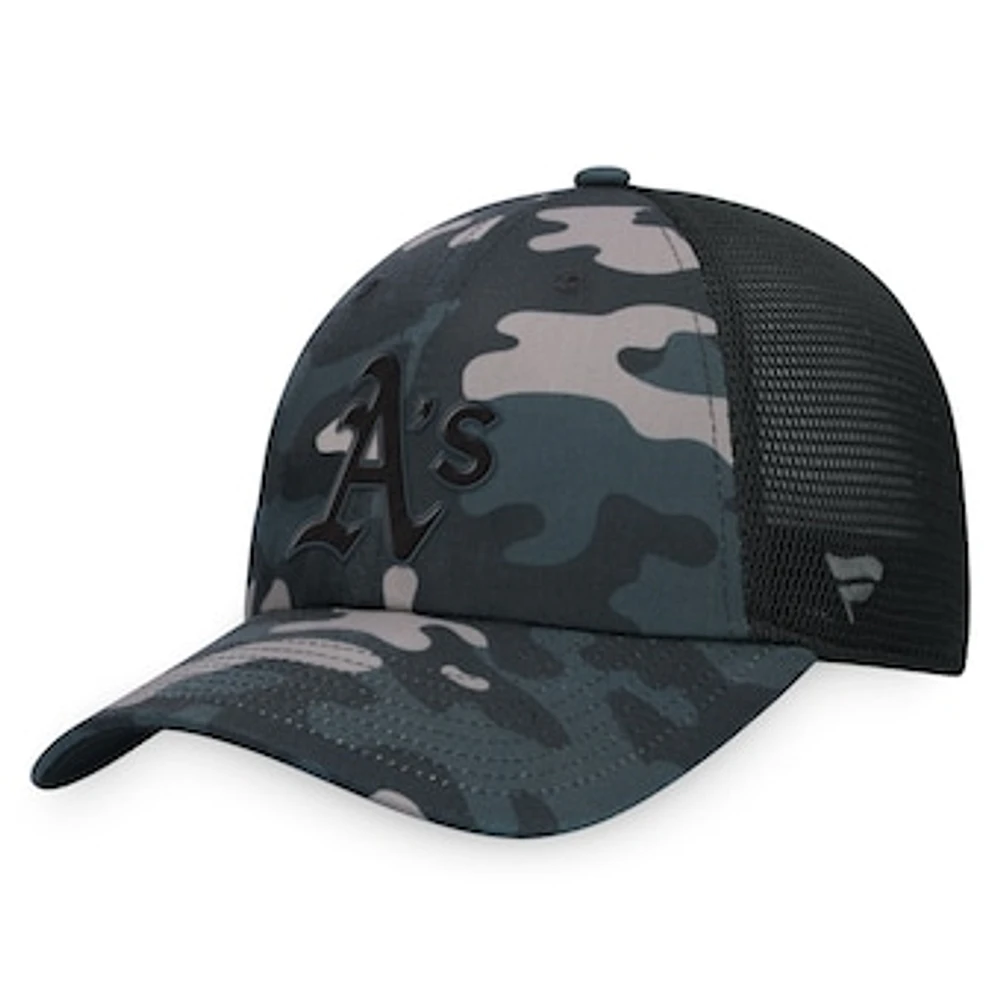 Men's Fanatics Black Athletics Camo Trucker Adjustable Hat