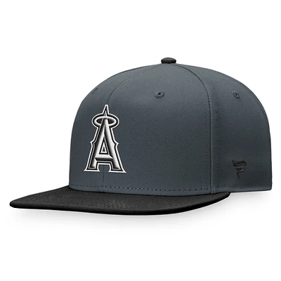 Men's Fanatics Charcoal/Black Los Angeles Angels Two-Tone Patch Snapback Hat