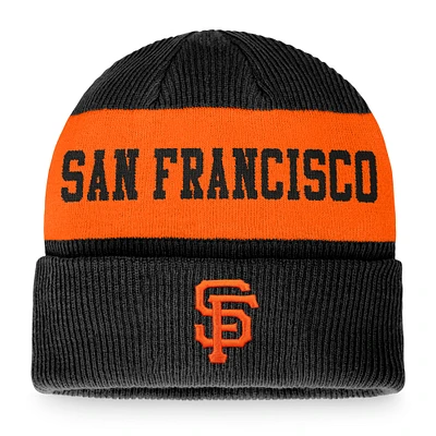 Men's Fanatics Black/Orange San Francisco Giants Wordmark Cuffed Knit Hat