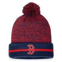 Men's Fanatics Navy/Red Boston Red Sox Space-Dye Cuffed Knit Hat with Pom