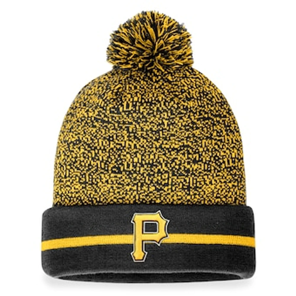 Men's Fanatics Black/Gold Pittsburgh Pirates Space-Dye Cuffed Knit Hat with Pom