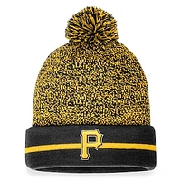 Men's Fanatics Black/Gold Pittsburgh Pirates Space-Dye Cuffed Knit Hat with Pom