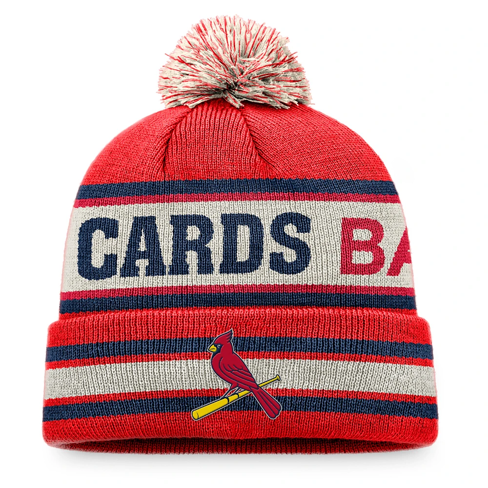 Men's Fanatics Red/Natural St. Louis Cardinals Hometown Slogan Cuffed Knit Hat with Pom