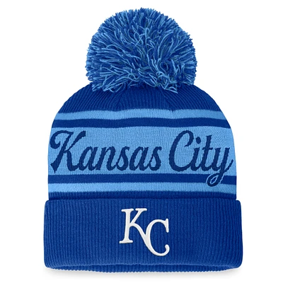 Women's Fanatics Royal/Light Blue Kansas City Royals Script Cuffed Knit Hat with Pom